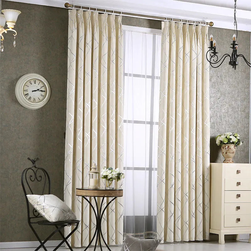 Modern minimalist chenille blackout curtain panel in beige, coffee, or grey colours