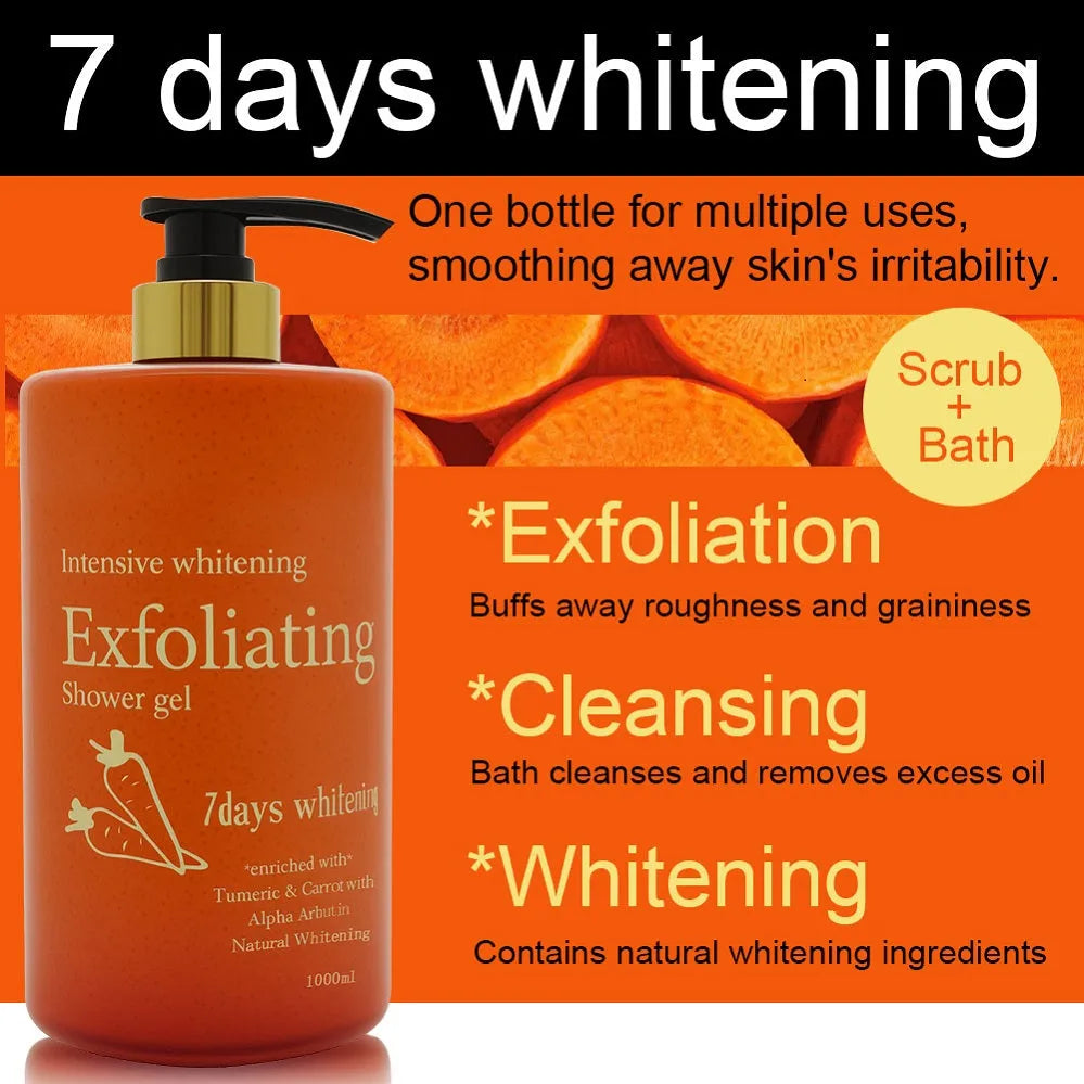 7 Days Exfoliating Body Wash Whitening Shower Gel 1000ml Original formula bottle