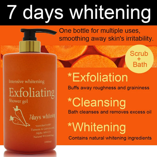 7 Days Exfoliating Body Wash Whitening Shower Gel 1000ml Original formula bottle
