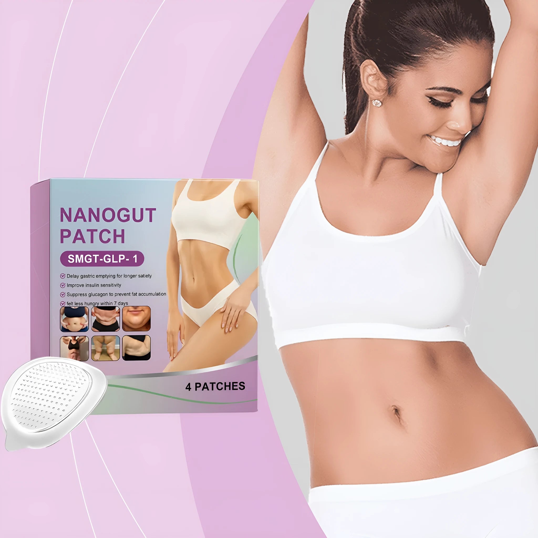 Four 3x3cm nursing adhesive bandage patches with acetyl hexapeptide-8 ingredients