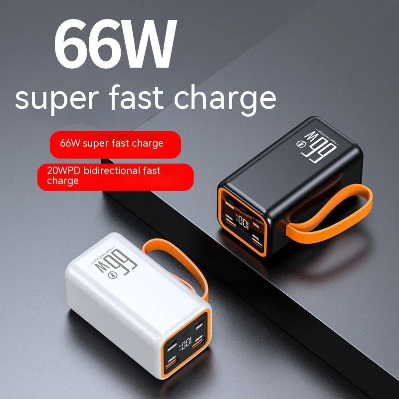 Black and white 20000mAh fast charging power bank with creative design