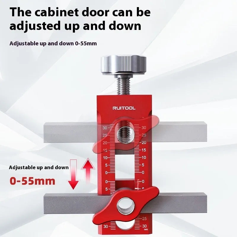 Aluminium alloy cabinet door installation aid tool for woodworking hinge placement