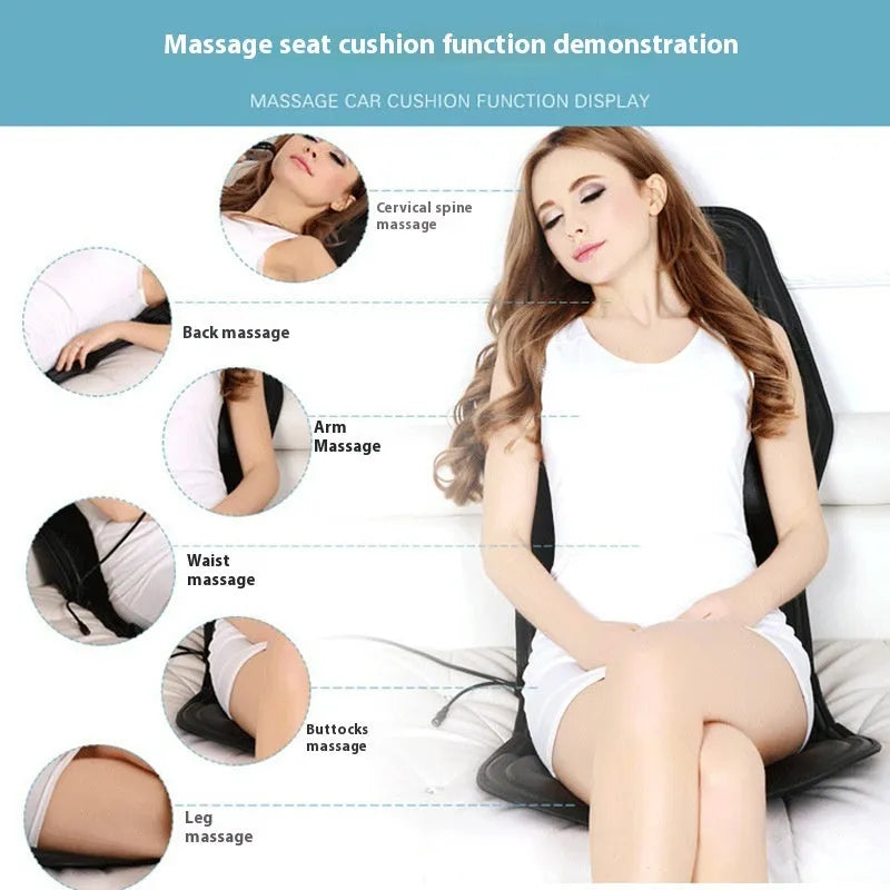 Black electric heating massage mat with infrared physiotherapy function on seat