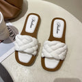 Women's plaid pattern PVC beach sandals with a thick anti-skid sole in black, green, orange, or white.