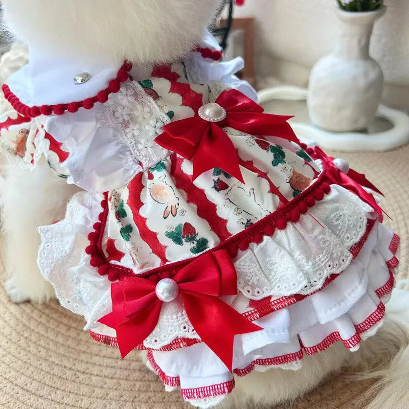 Rabbit skirt style princess pet dog dress clothing for small dogs with polyester material