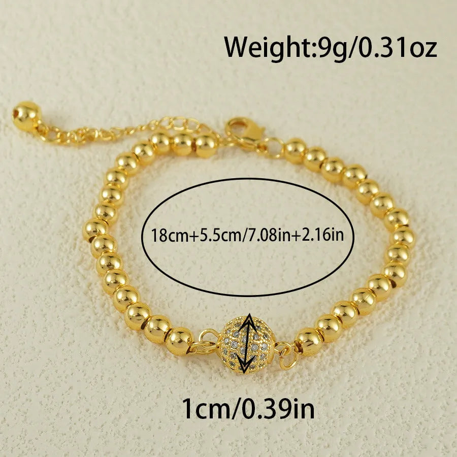 Arabic style copper bracelet with heart-shaped design and zircon stone details for women