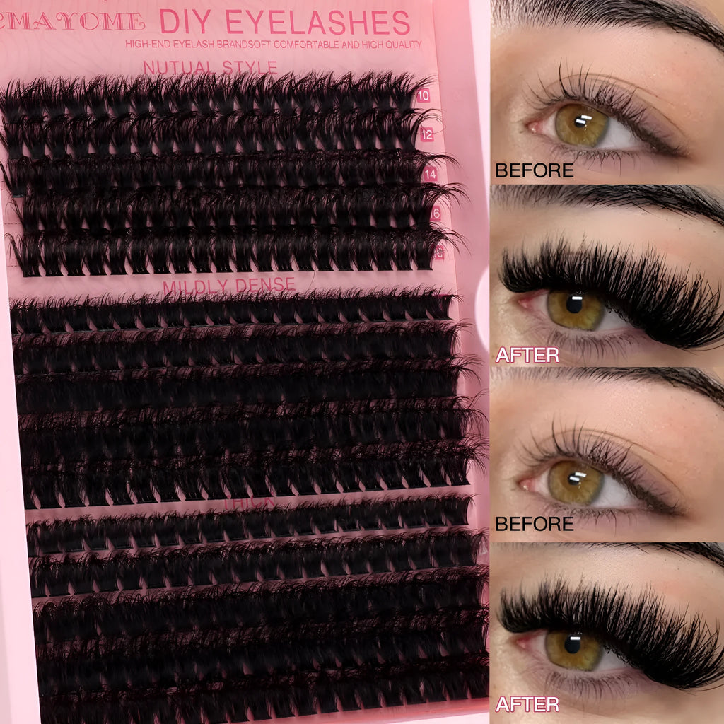 DIY segment cluster false eyelashes extension suit with tweezers for targeted lash filling