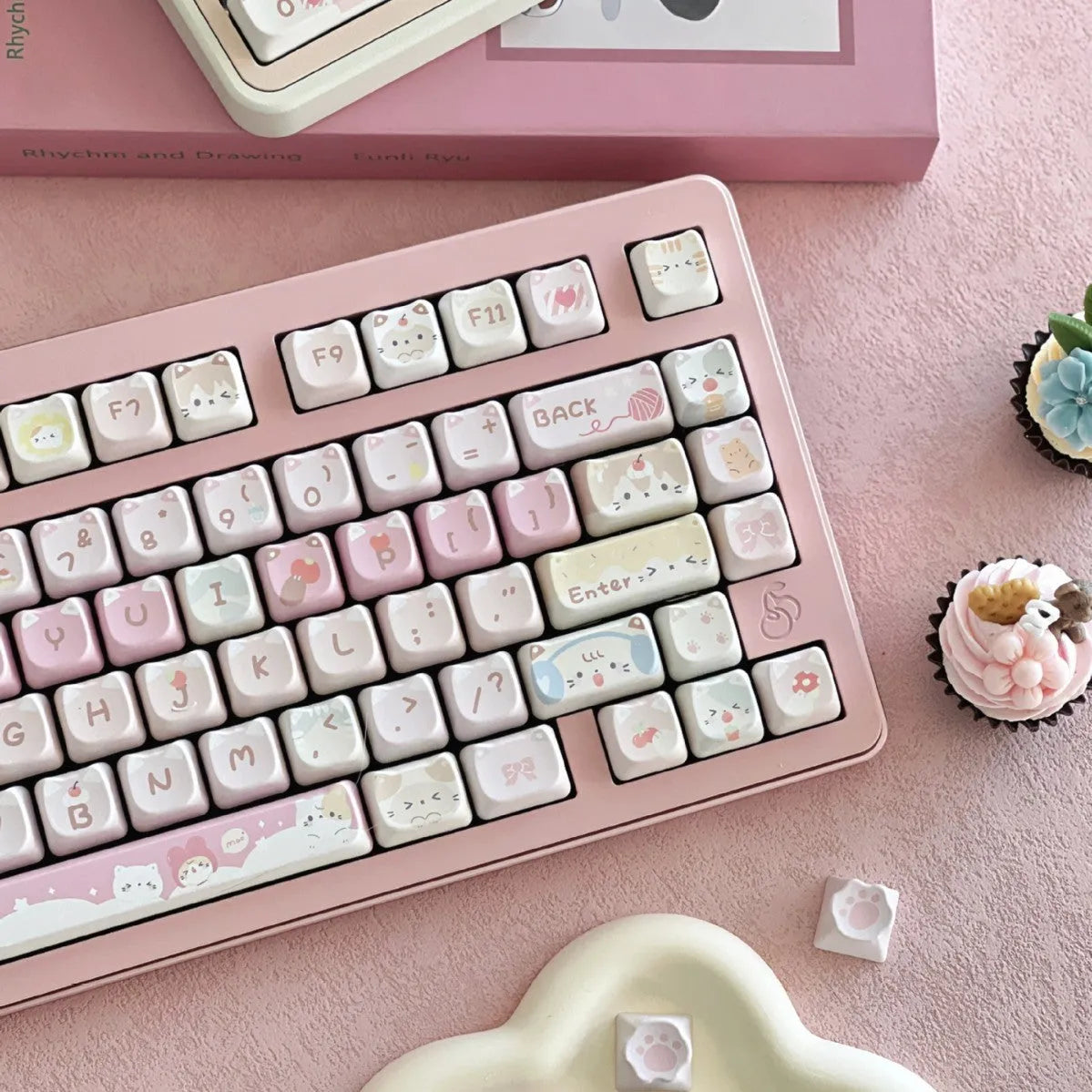 141-key mechanical keyboard keycap set with dye sublimation printing on five sides