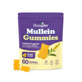 Container of 60 mullein supplement gummies with verbena officinalis extract for throat care support