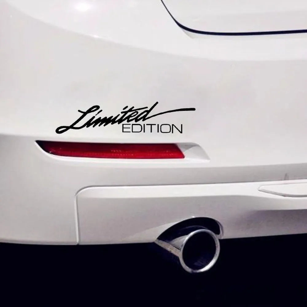 Reflective plastic bumper sticker with English text, shown in black, white, and colourful variants.