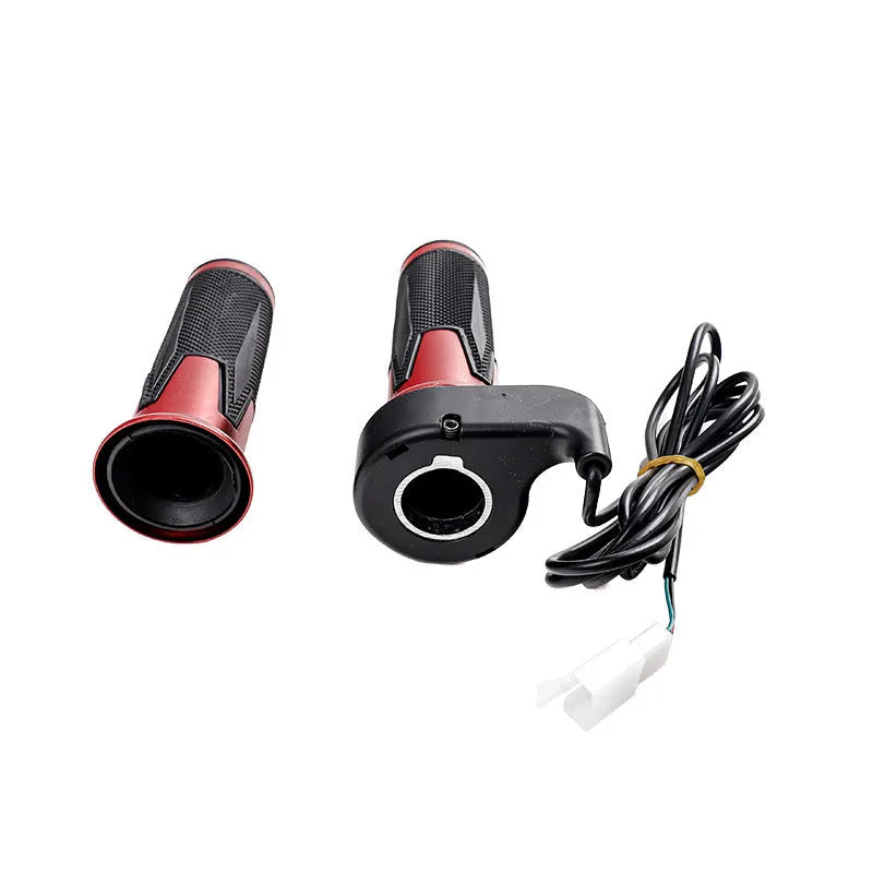 A plastic three-speed rotating handle for electric car acceleration control, shown in a choice of colours.