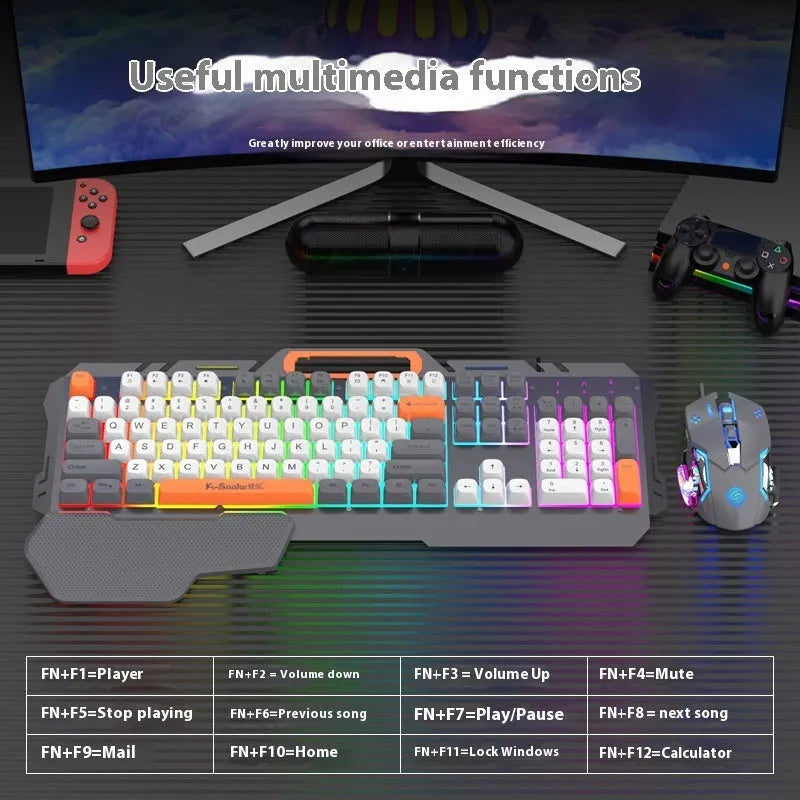 Wired gaming keyboard mouse combo set with backlight in blue and grey colour options