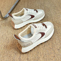 Forrest Gump beige heightened casual sneakers low top round toe rubber sole side view