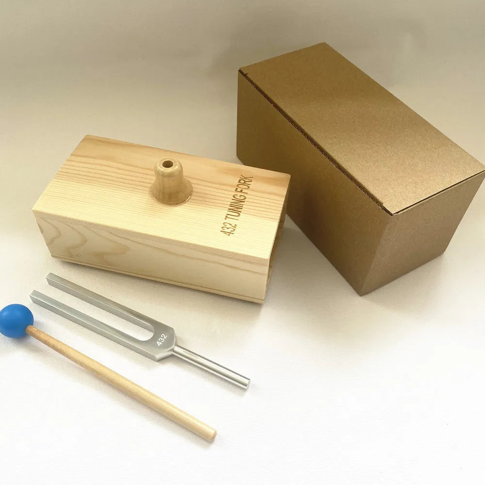 432Hz aluminium alloy tuning fork with speaker in kraft paper box packaging