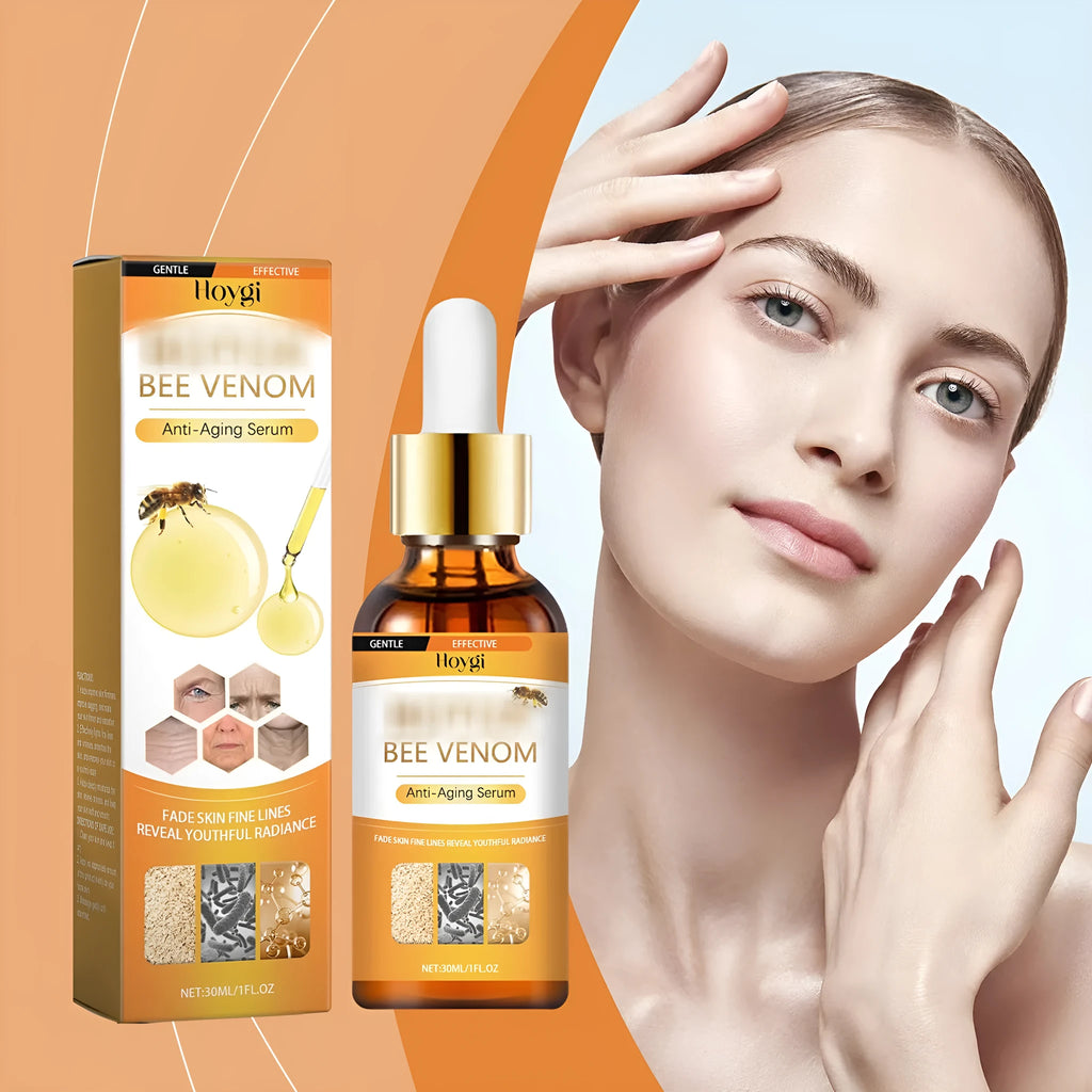 30ml bottle of anti-aging facial essence liquid with hyaluronic acid and bee venom