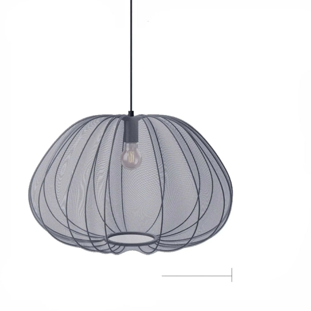 Japanese-style iron branch ceiling lamp, a pumpkin light in white or grey-blue with LED tricolour light.