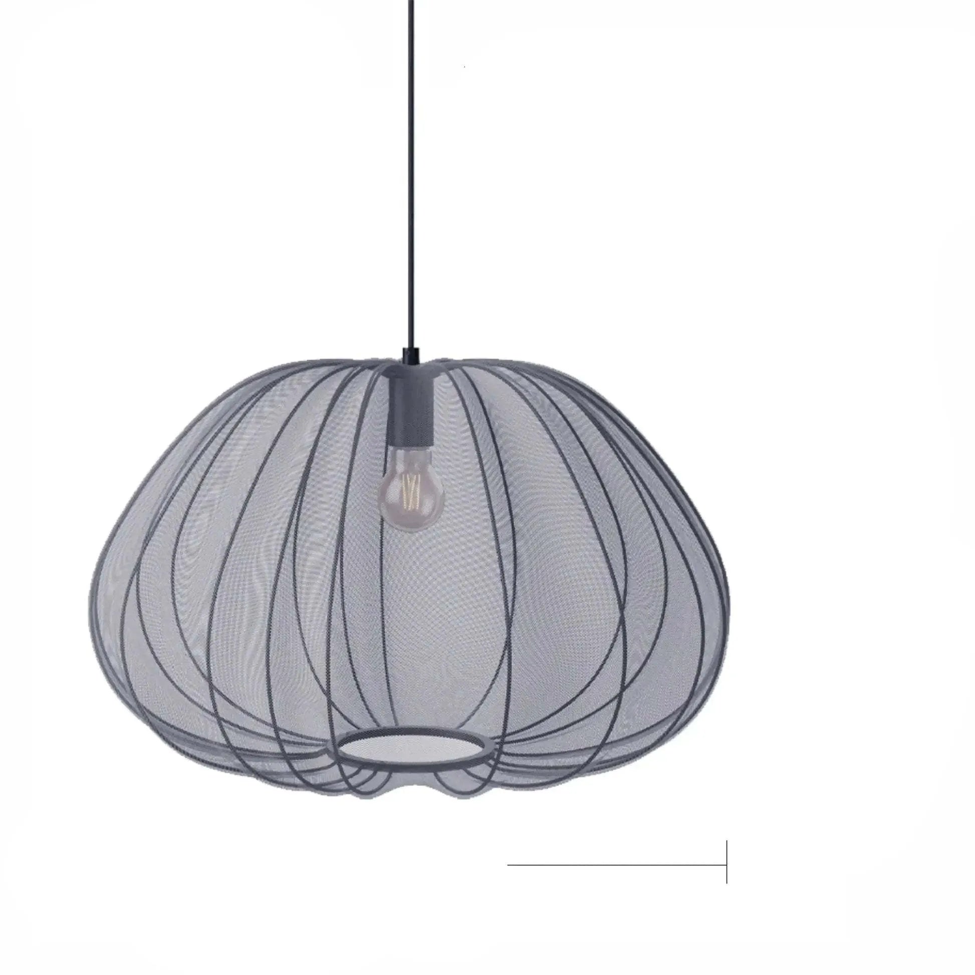 Japanese-style iron branch ceiling lamp, a pumpkin light in white or grey-blue with LED tricolour light.