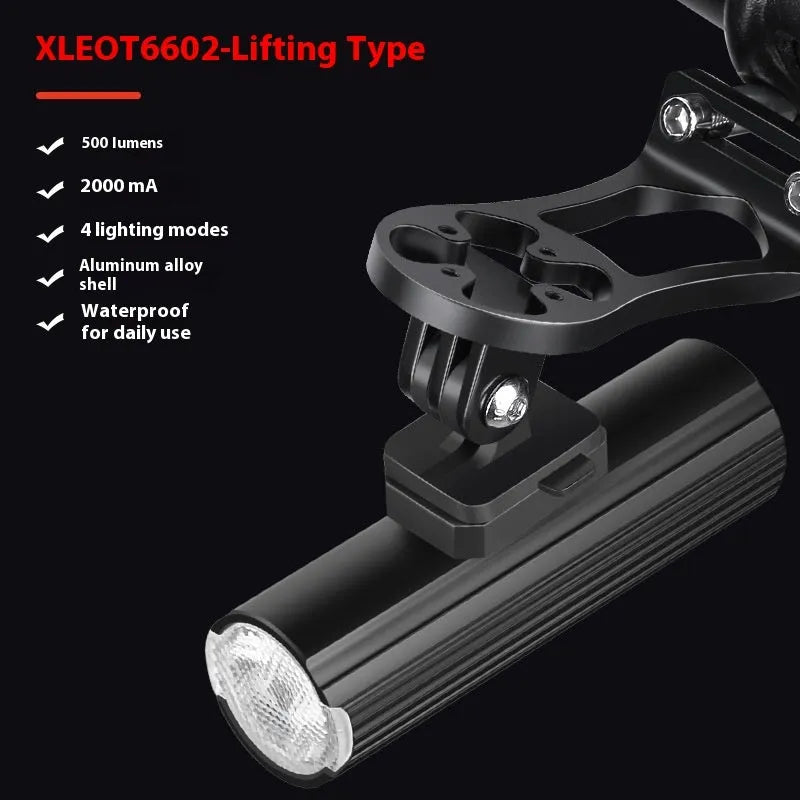 500 lumen bicycle headlight with aluminium alloy body and silicone base mount