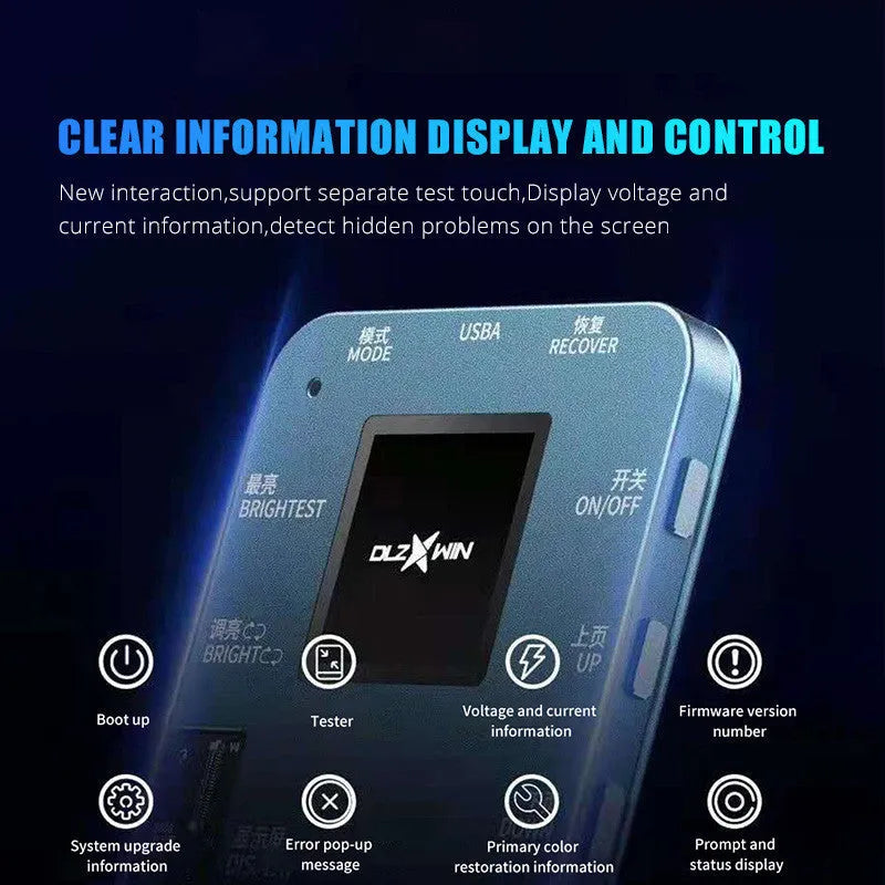 S300 model mobile phone screen tester for Huawei devices on a workbench.