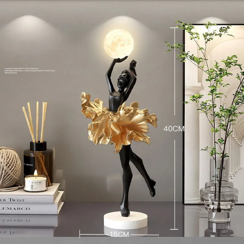 Art Girl Atmosphere modern decorative USB night light in Black Gold, White, Pink, or Light Blue colour.