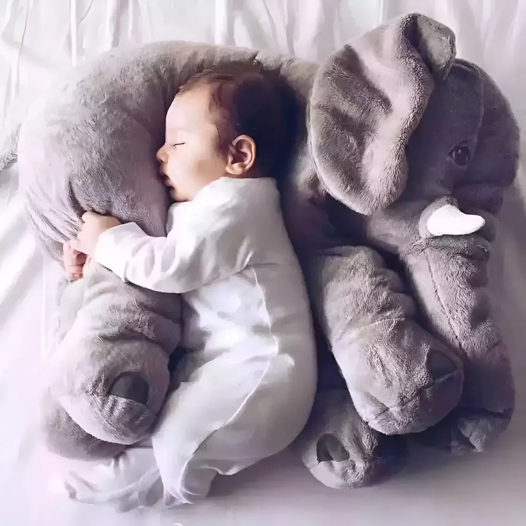 Elephant soft plush baby pillow shell in blue, grey, pink, purple or yellow colour.