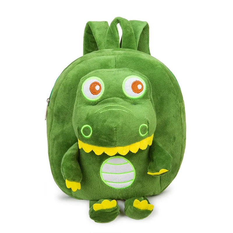 Blue dinosaur plush backpack with embroidery decoration and soft handle