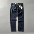 Men's straight-leg denim trousers in primary colour with mid-waist design and regular length