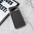 Carbon fiber texture PC phone case for Google Pixel 9, titanium gray with frosted finish, rear view