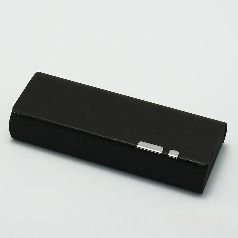 Handmade leather anti-pressure glasses case in brown, size 156x62x32mm, with stitching detail