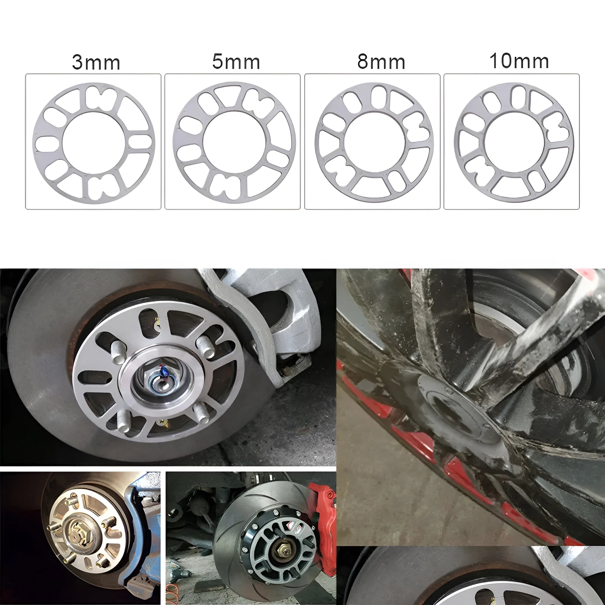 Universal automobile wheel hub widening gasket in 3mm, 5mm, 8mm and 10mm thickness options