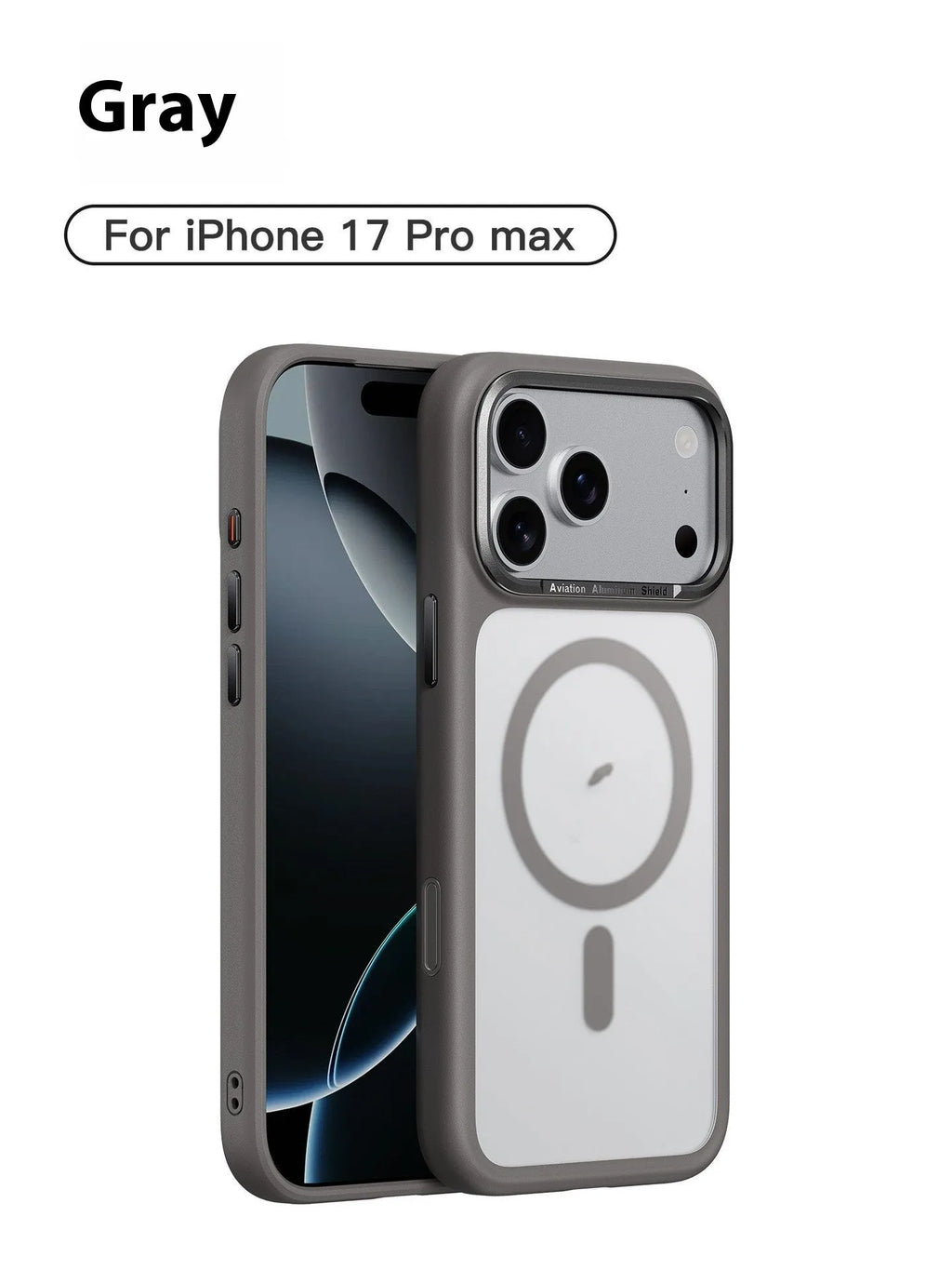 Frosted magnetic protective phone case for iPhone 17 in multiple colour options on a table.