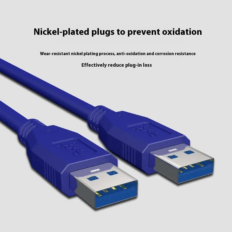 USB 3.0 A male to A male data cable with nickel connectors showing multiple length options