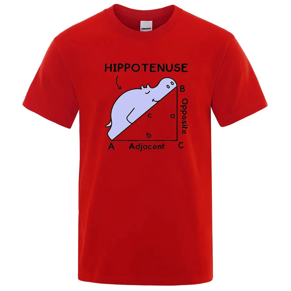 Funny Hippotenuse Opposite Adjacent math print on loose fit cotton T-shirt