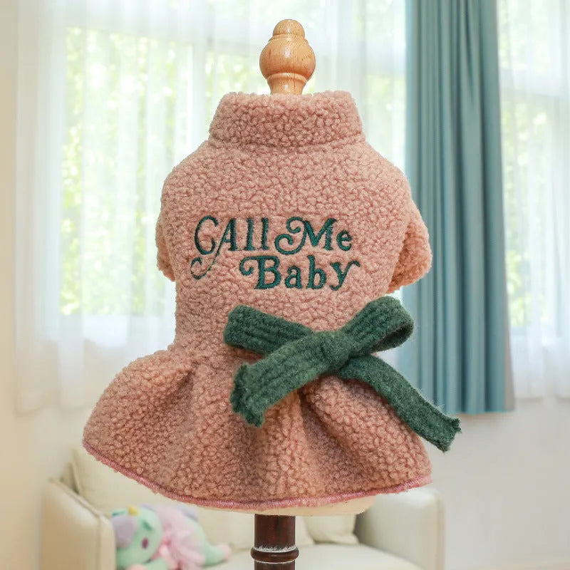 Polyester berber fleece pet skirt for dogs and cats in baby letter print design