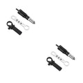 Black metal electric drill rivet gun with wrench and rivet heads on a workbench.