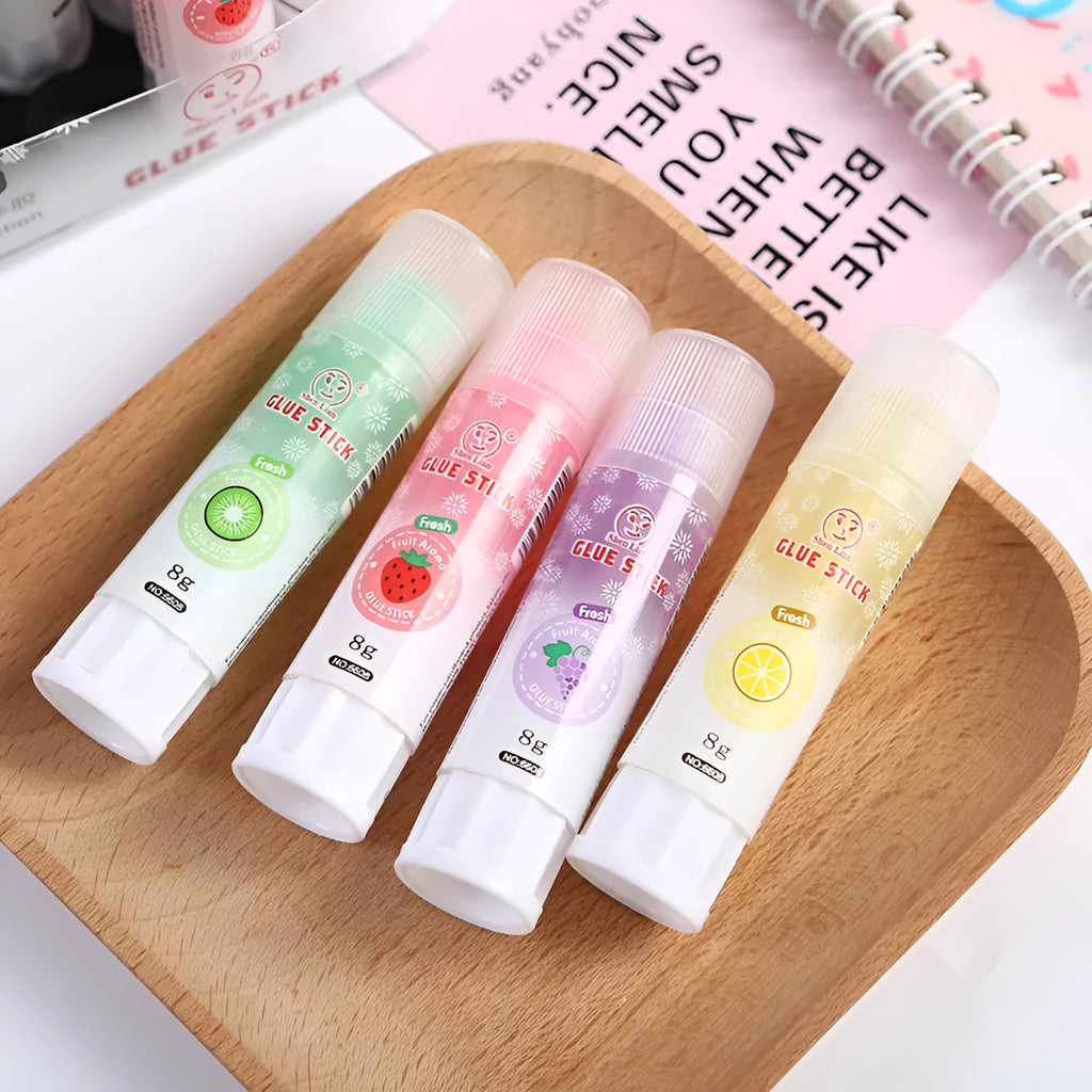 Two jelly solid glue sticks in bright colours for student crafts and handmade projects