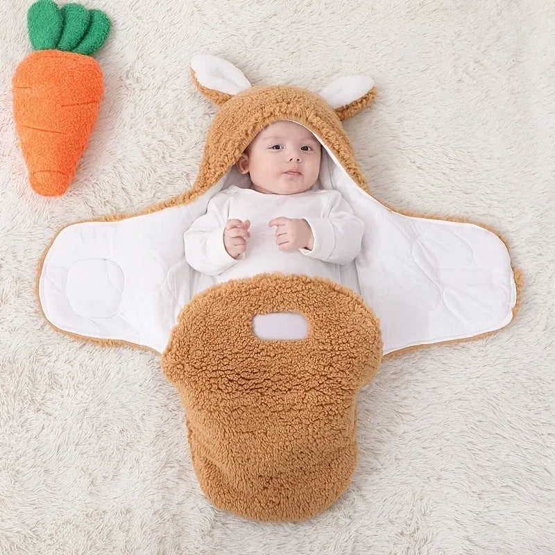 Adjustable baby sleeping bag swaddle blanket showing velcro wings and leg positioner in blue colour