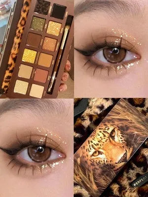Explorer twelve-colour animal eye shadow palette showing Golden Tiger, Wild Leopard, and Red Fox shades