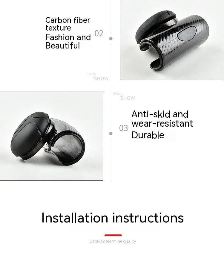 Black steering wheel assist ball with silicone grip surface shown on a car steering wheel