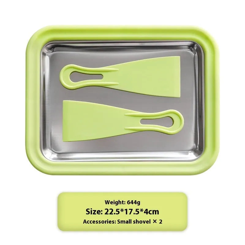 Green manual fried yogurt machine for homemade ice cream making measuring 22.5 x 17.5 cm