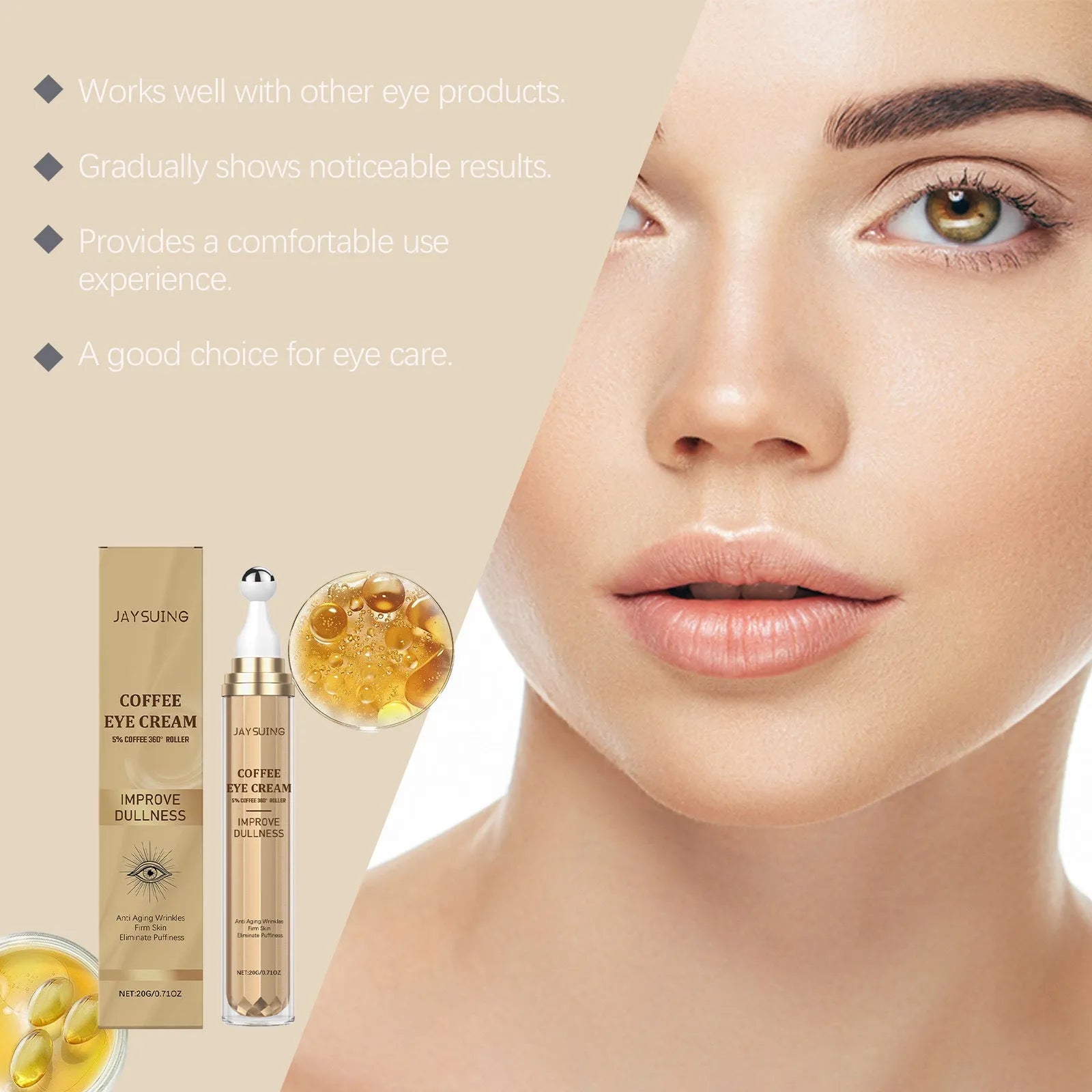 Caffeine Firming Eye Cream in a 20g jar for dark circles and puffiness.
