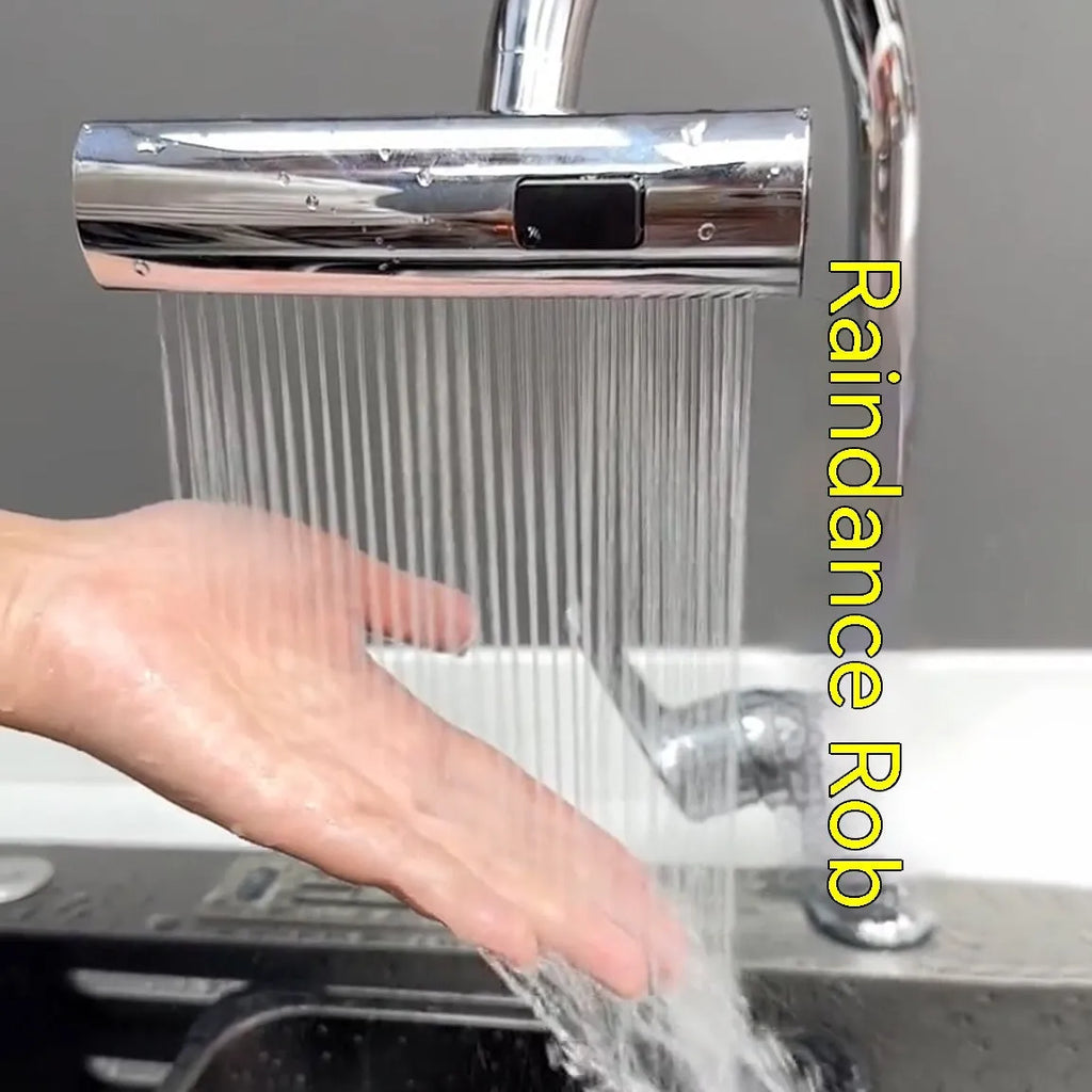Black kitchen faucet waterfall outlet connector with rotating bubbler and pull-down sprayer