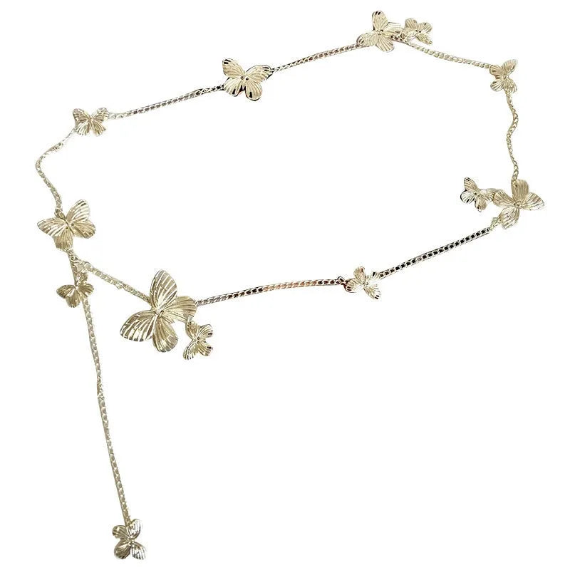 Gold butterfly waist chain for women showing 40mm width and single circle design