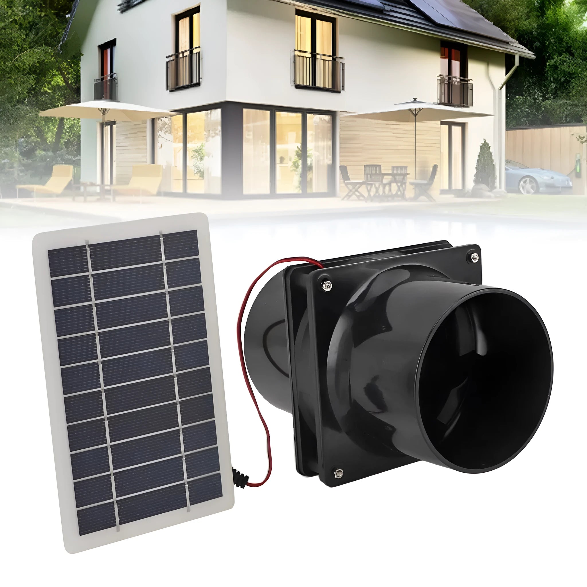 10W solar waterproof double exhaust fan with monocrystalline silicon panel and plastic flange mount