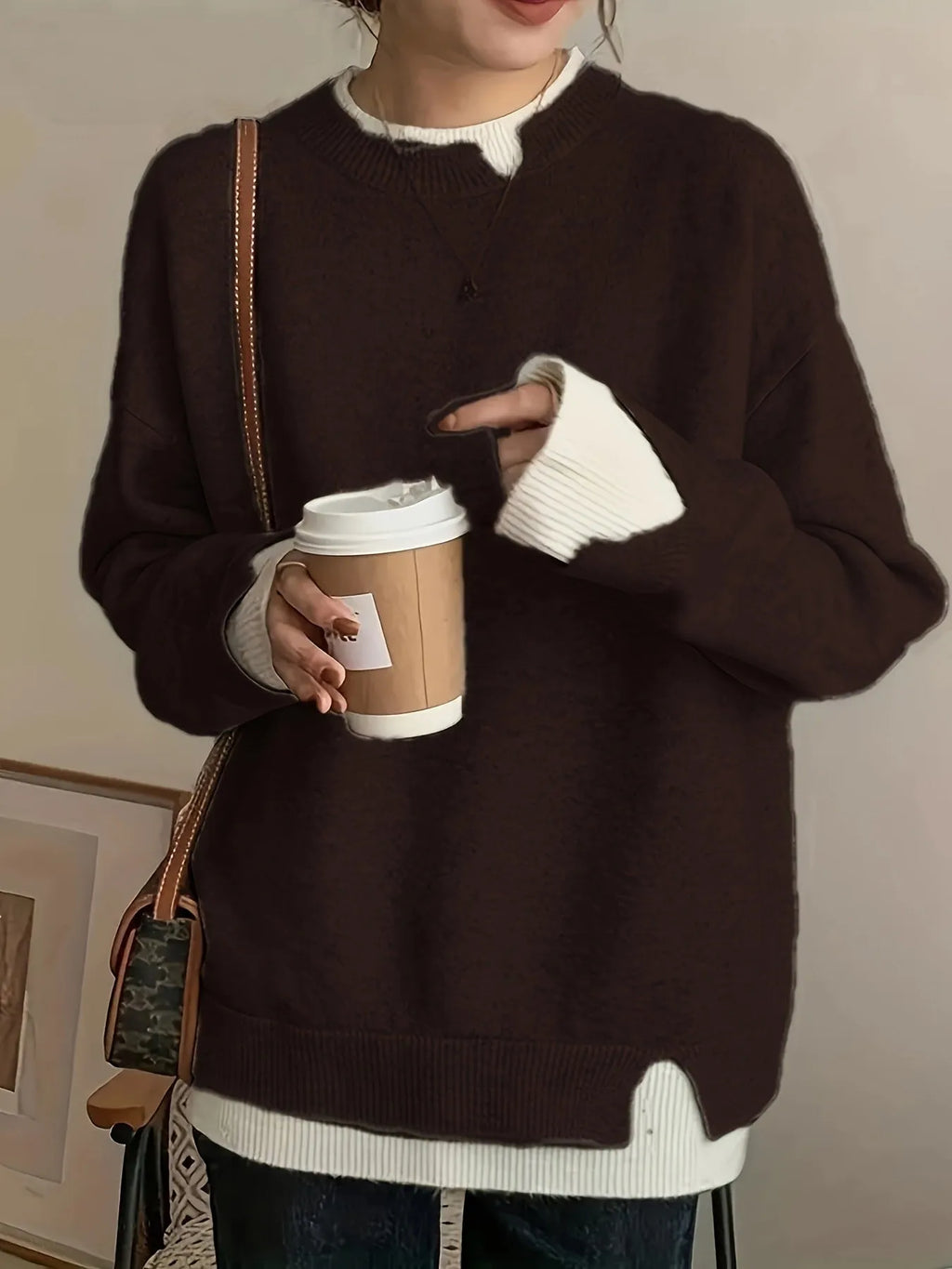 Grey round neck chenille sweater for women sizes 0XL to 5XL