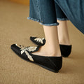 Women's embroidery low-cut flat pumps in retro style with cloth upper and pigskin lining