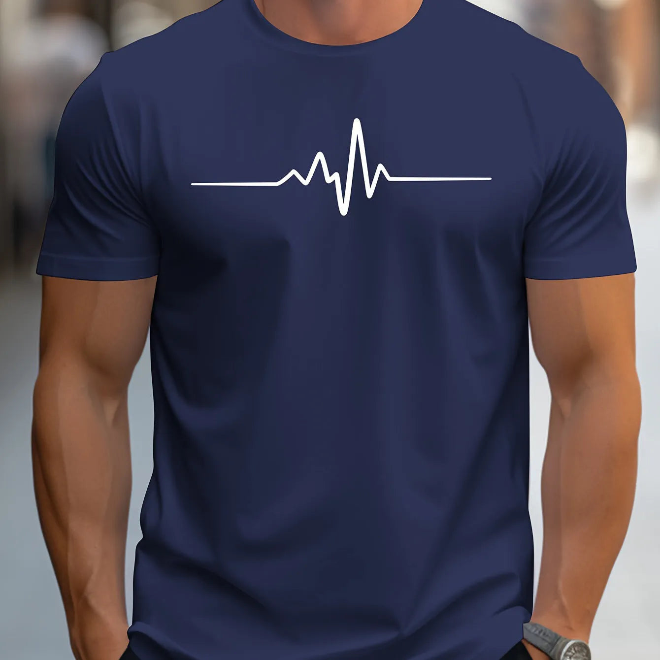 Men's loose fit grey t-shirt with a raised white 3D letter print on the chest.