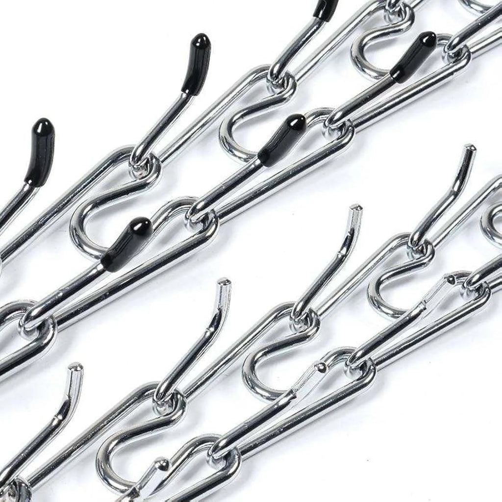 Stainless steel dog prong training collar with round head links and comfort rubber tips