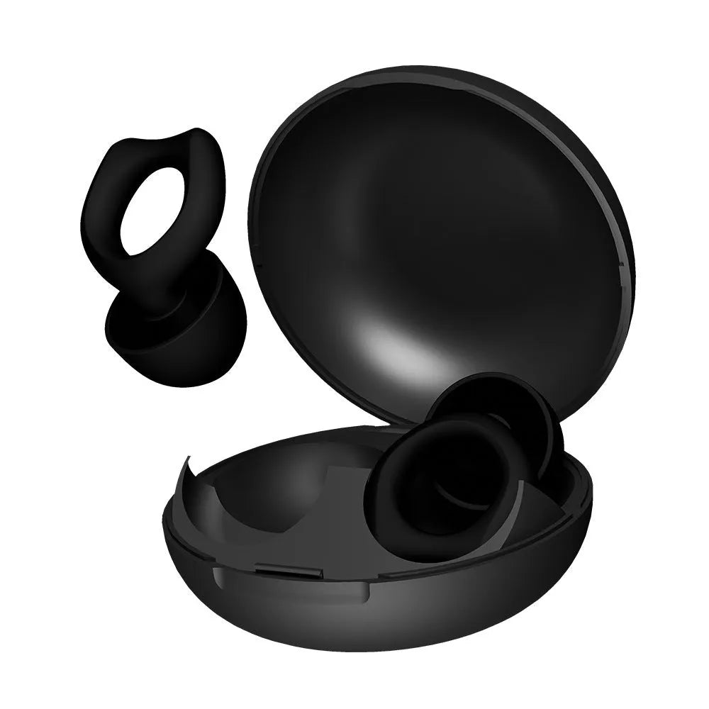 A pair of silicone soundproof earplugs in various colour options on a white background.