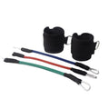 Black Taekwondo explosive force leg training pull rope set with ankle strap.